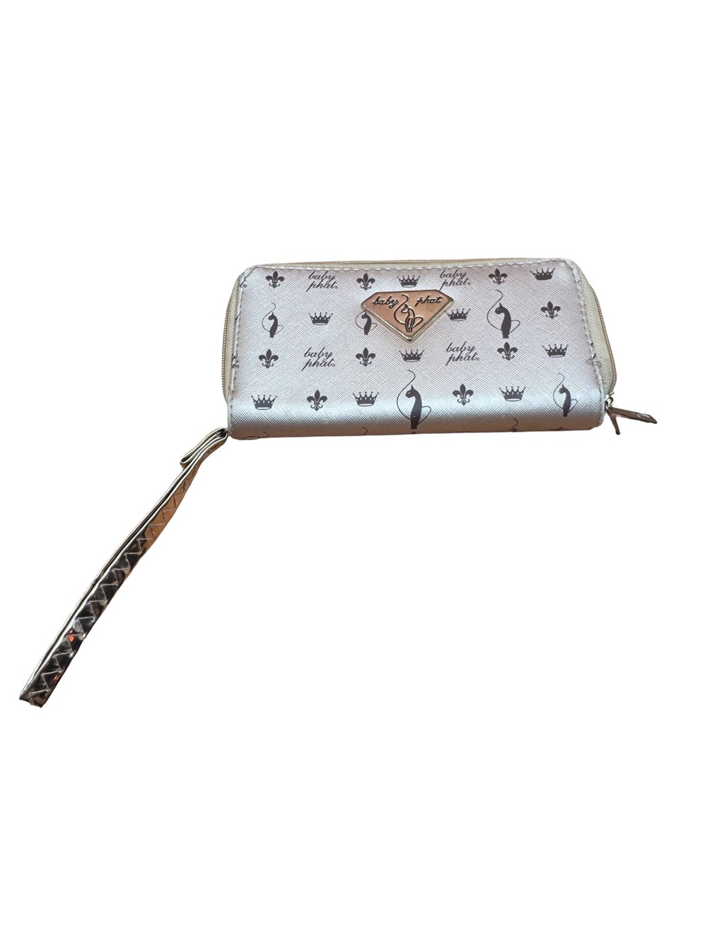 Baby Phat Champagne Metallic Zip Around Wristlet Wallet Y2K